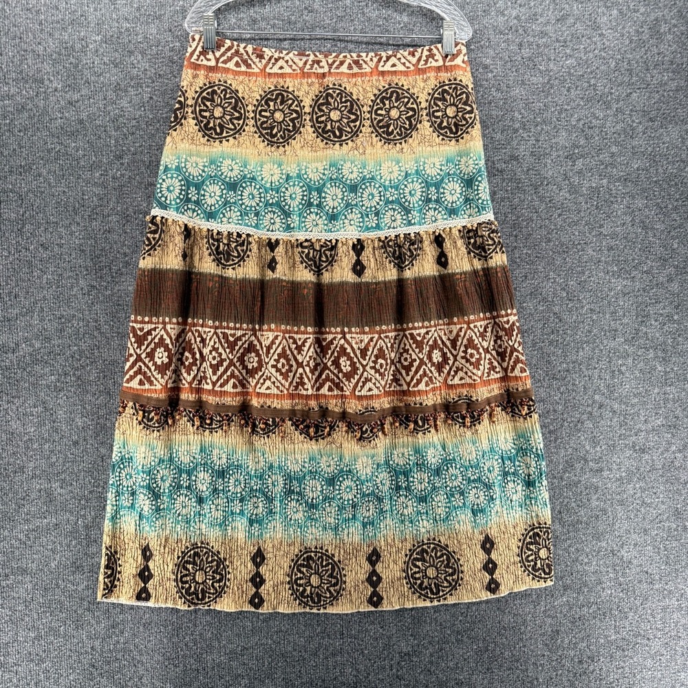 Womens Skirt Large Patchwork‎ Tiered Pull On Maxi Fairy Cottage Barn Farm Gypsy